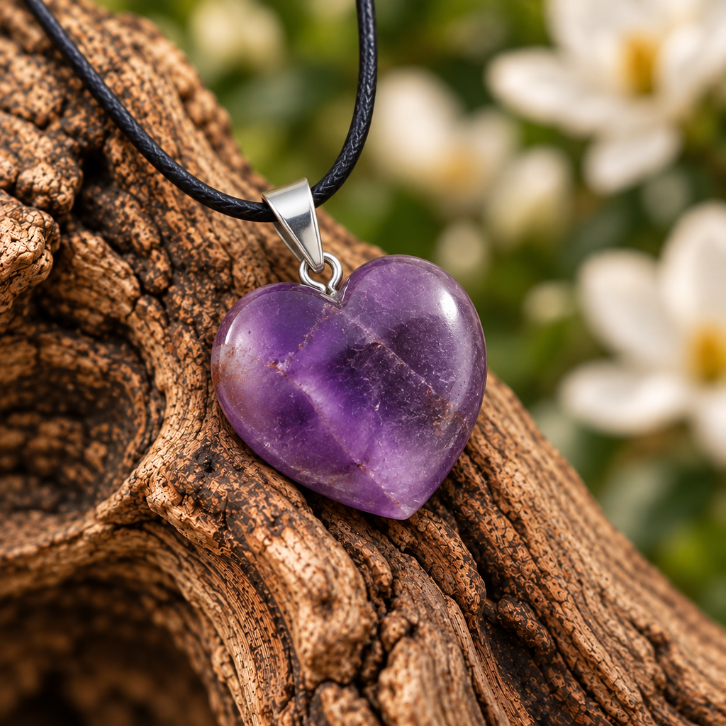 Amethyst Heart Pendant — Close-up