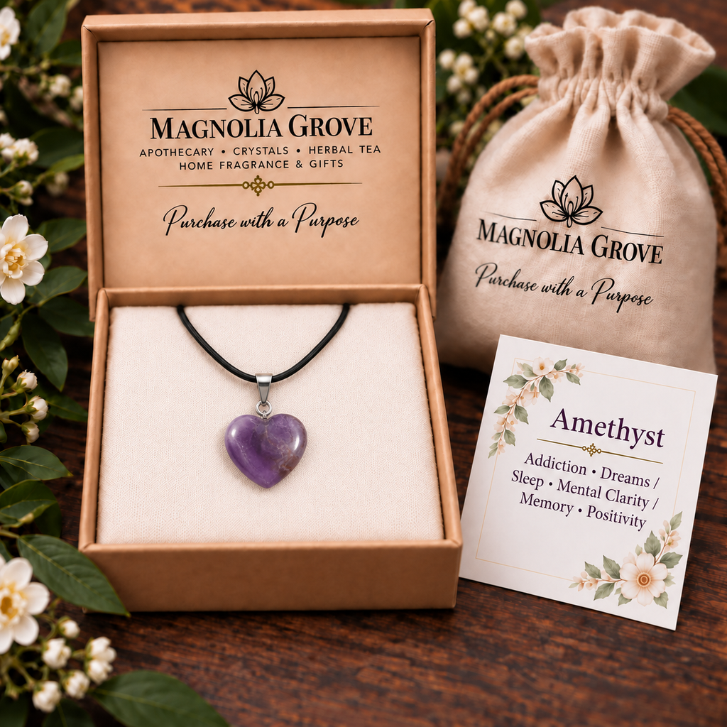Amethyst Heart Pendant — Gift-box scene