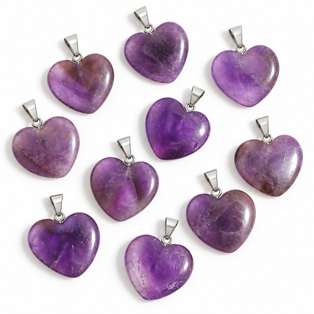 Amethyst Heart Pendant — Stone variations