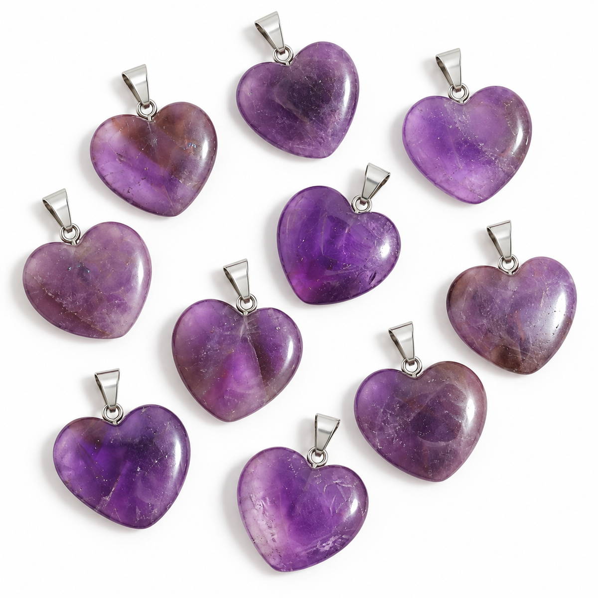 Amethyst Heart Pendant — Stone variations