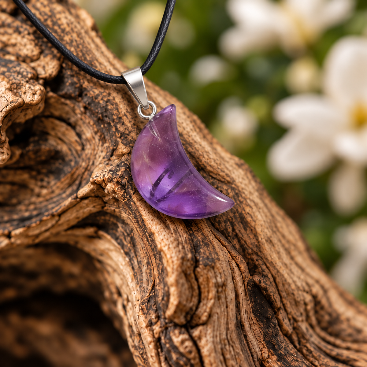 Amethyst Moon Pendant — Close-up