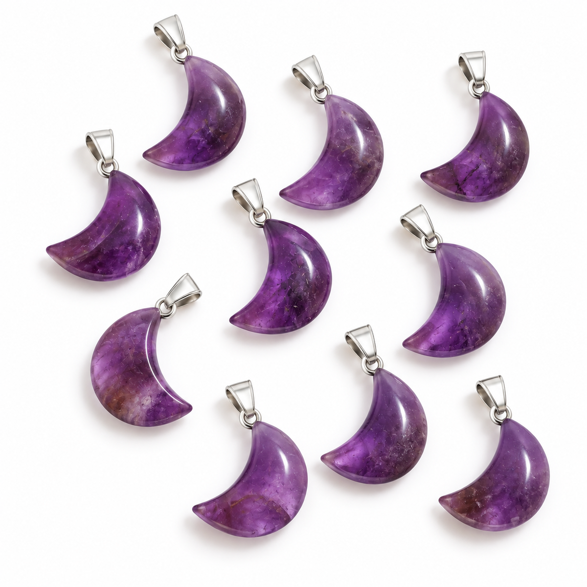 Amethyst Moon Pendant — Stone variations