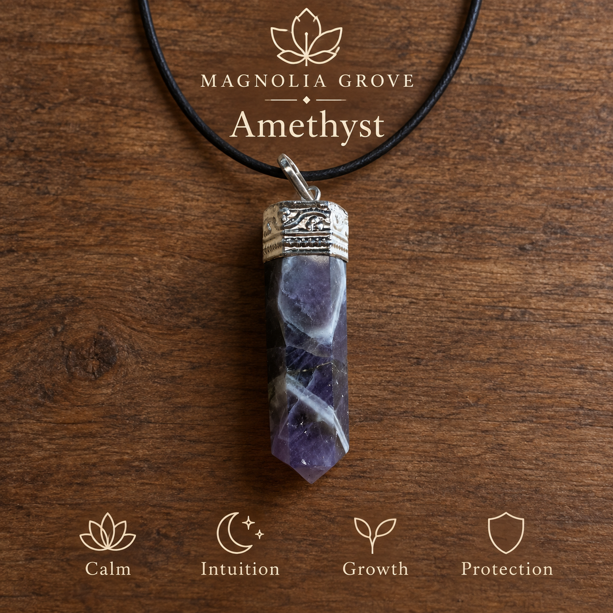 Amethyst pencil pendant — main branded image