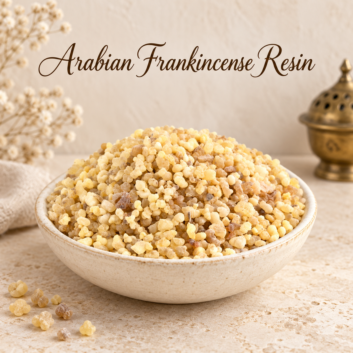 Arabian Frankincense Resin natural resin incense in an elegant ceramic bowl