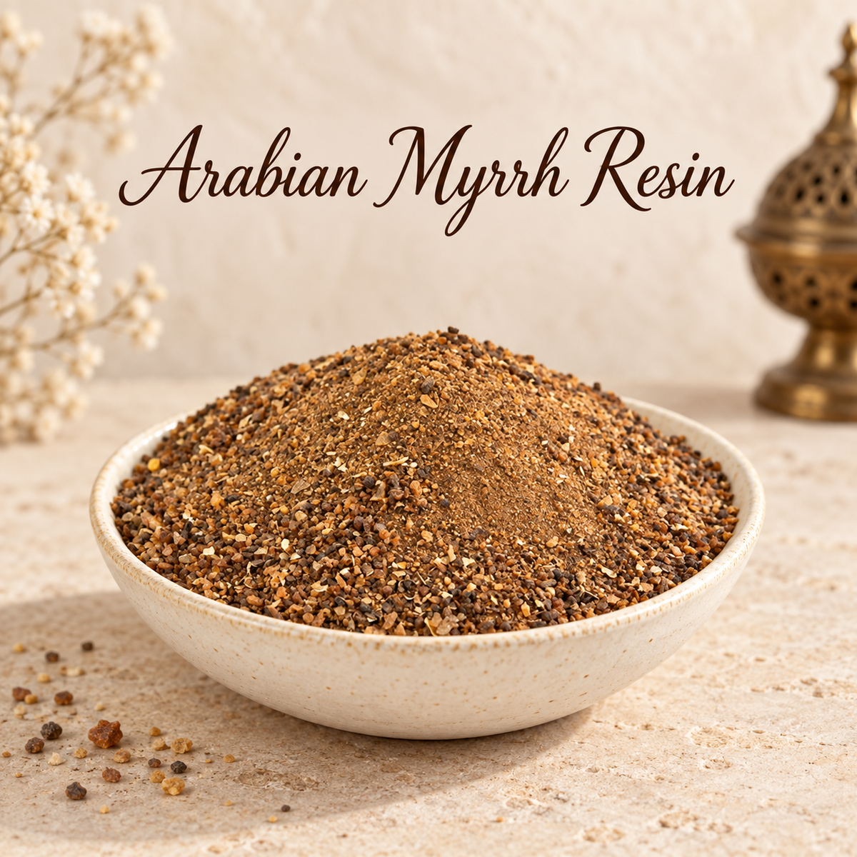 Arabian Myrrh Resin natural resin incense in an elegant ceramic bowl