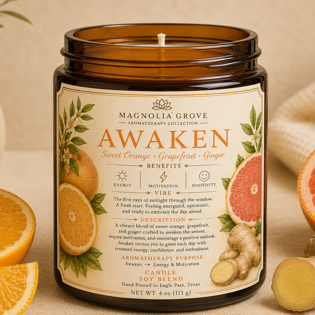 Awaken aromatherapy candle from Magnolia Grove Gifts