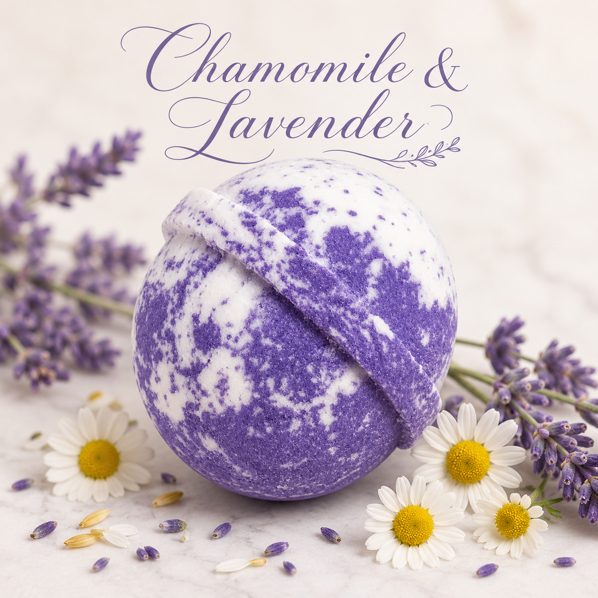 Chamomile Lavender handmade bath bomb by Magnolia Grove Gifts