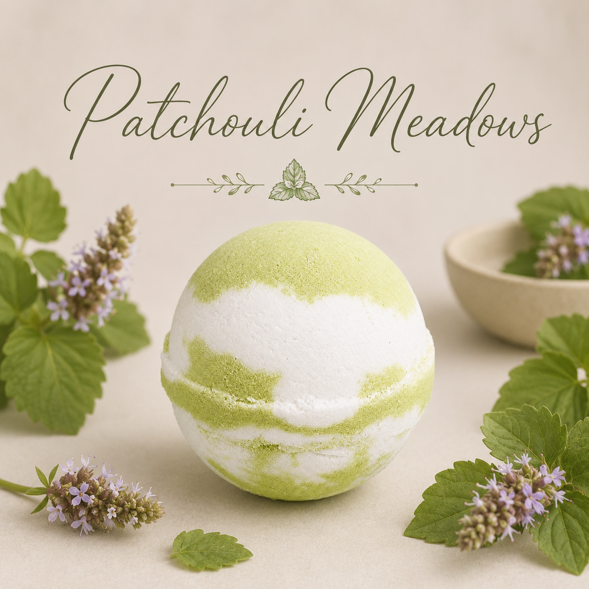 Patchouli Meadows handmade bath bomb by Magnolia Grove Gifts