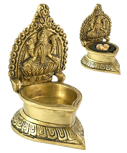 Goddess Lakshmi cone incense and oil lamp burner