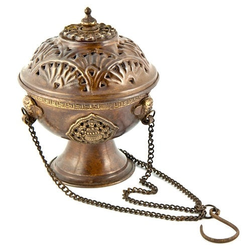 Antique Tibetan copper hanging censer incense burner