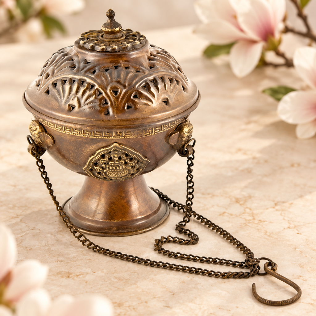 Antique Tibetan Copper Hanging Censer – 5 in