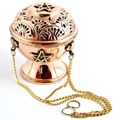 Pentacle Tibetan copper hanging censer incense burner