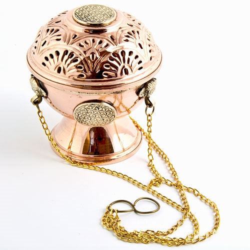 Flower of Life Tibetan copper hanging censer incense burner