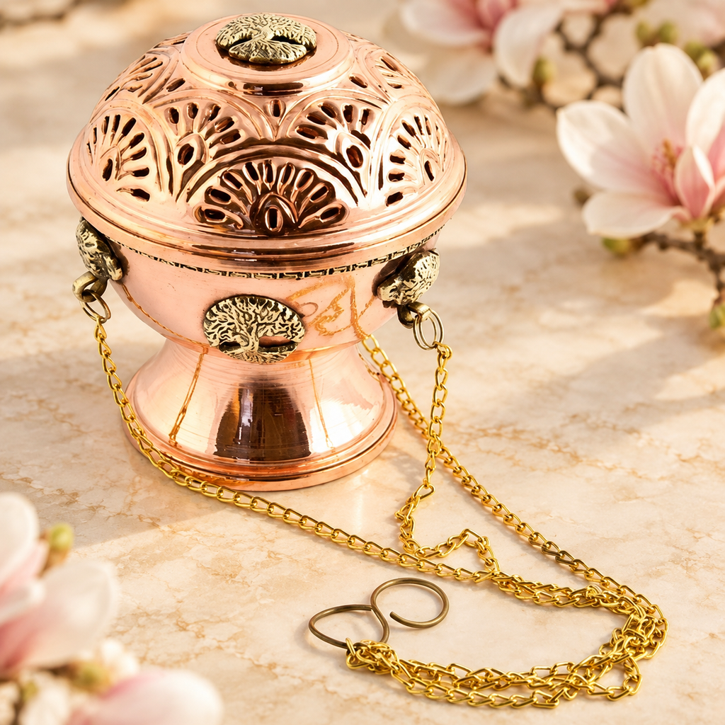 Tree of Life Tibetan Copper Hanging Censer – 5.5 in