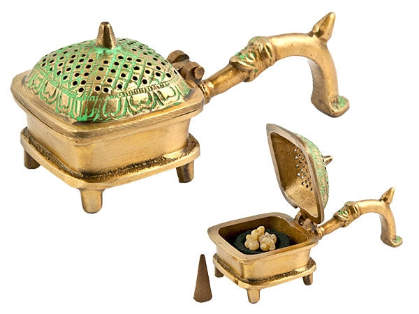 Brass censer incense burner with handle
