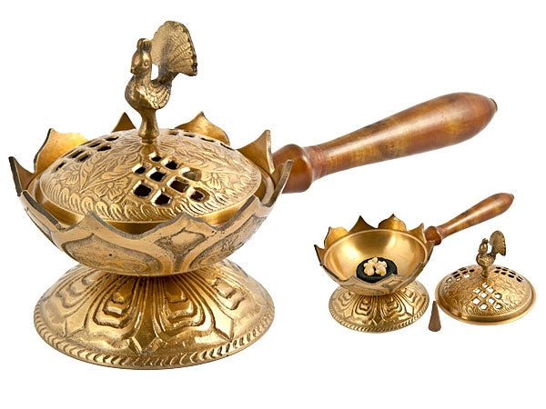 Brass censer incense burner with handle
