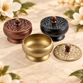 Metal Censer Burner Set – 3 Pieces, 4.5 in in a warm Magnolia Grove setting