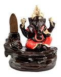 Ganesh in Orange Backflow Incense Burner – 3.5"H – Sold Individually