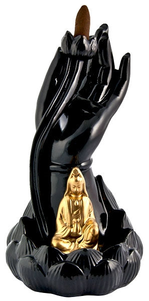 Kwan Yin Mudra Backflow Incense Burner – 8"H – Sold Individually