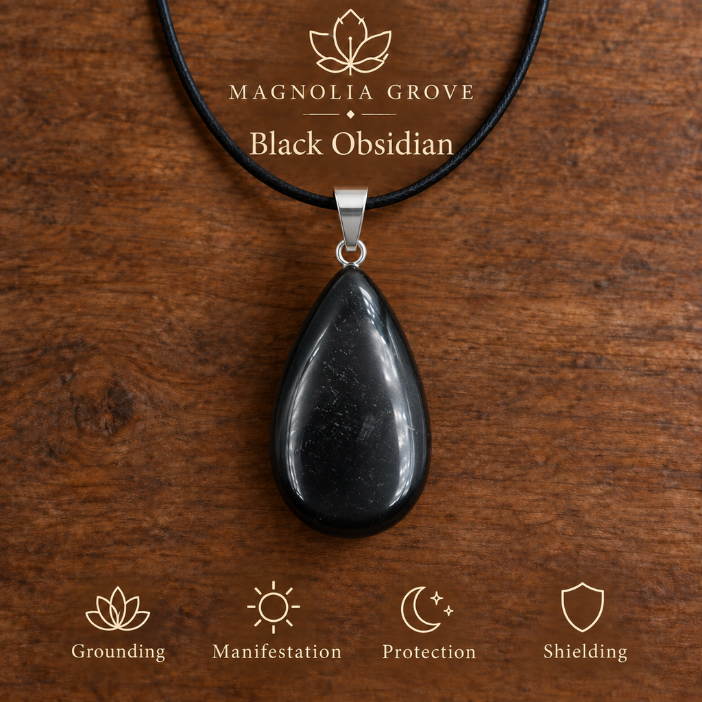 Black Obsidian drop pendant — main