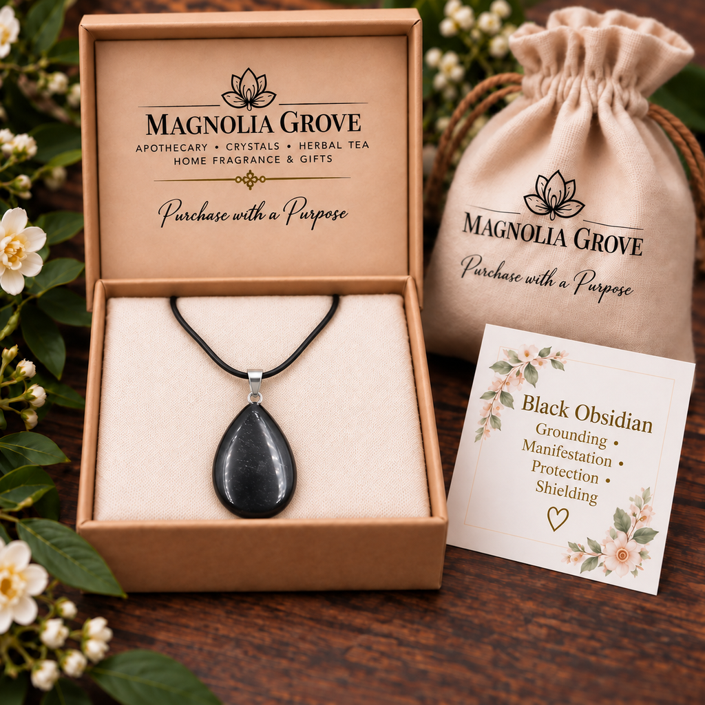 Black Obsidian drop pendant — gift