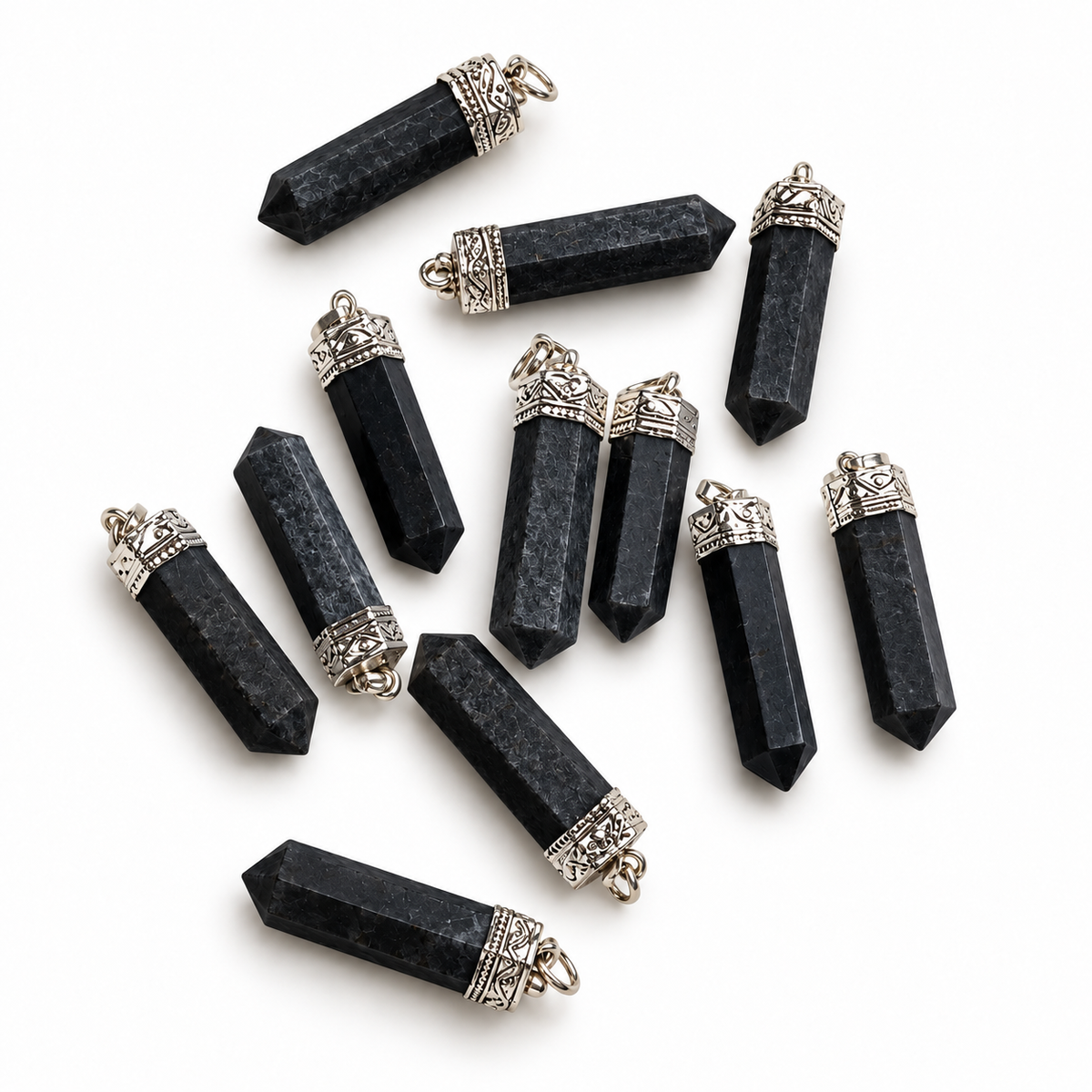 Black Tourmaline pencil pendant — color and pattern variations