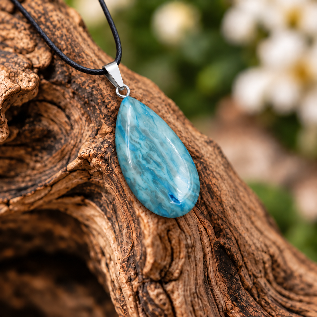 Blue Agate drop pendant — closeup