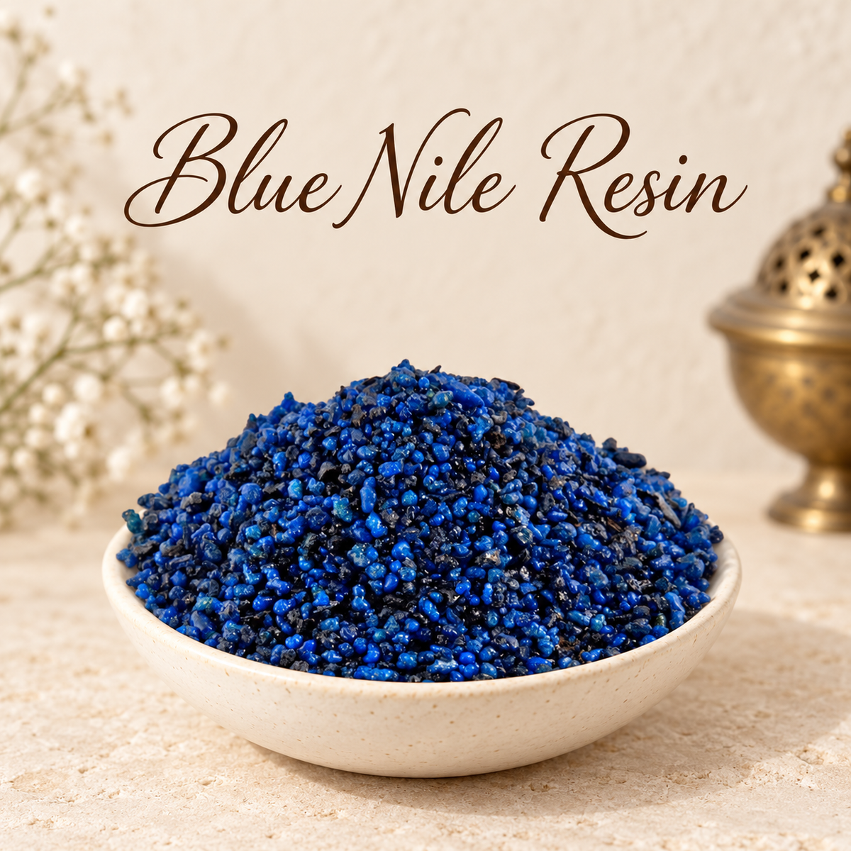 Blue Nile Resin natural resin incense in an elegant ceramic bowl