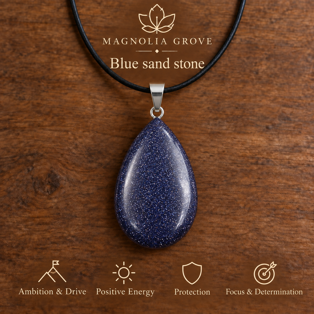 Blue sand stone drop pendant — main