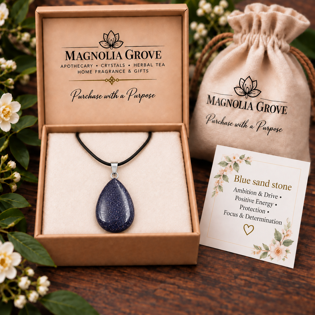 Blue sand stone drop pendant — gift