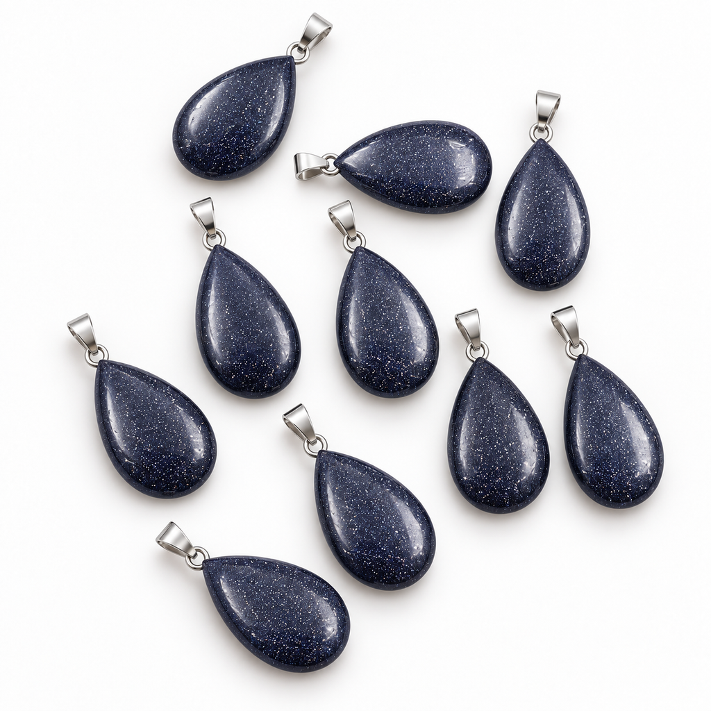 Blue sand stone drop pendant — variations