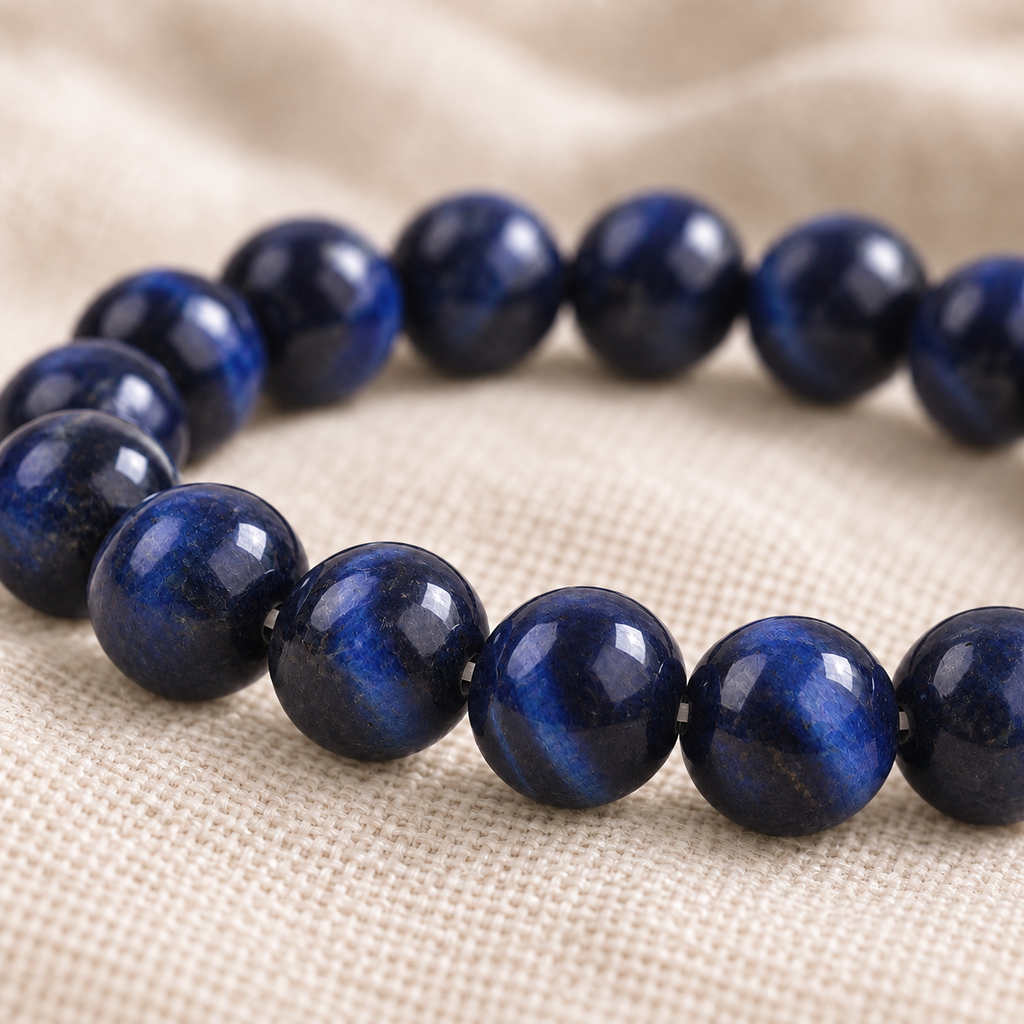 Blue Tiger Eye 8mm stretch bracelet macro