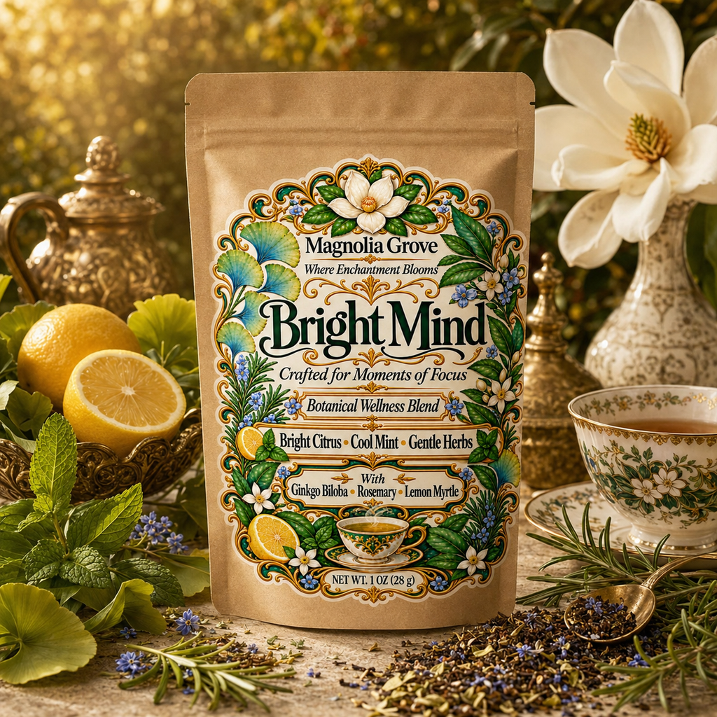 Bright Mind rich botanical product scene
