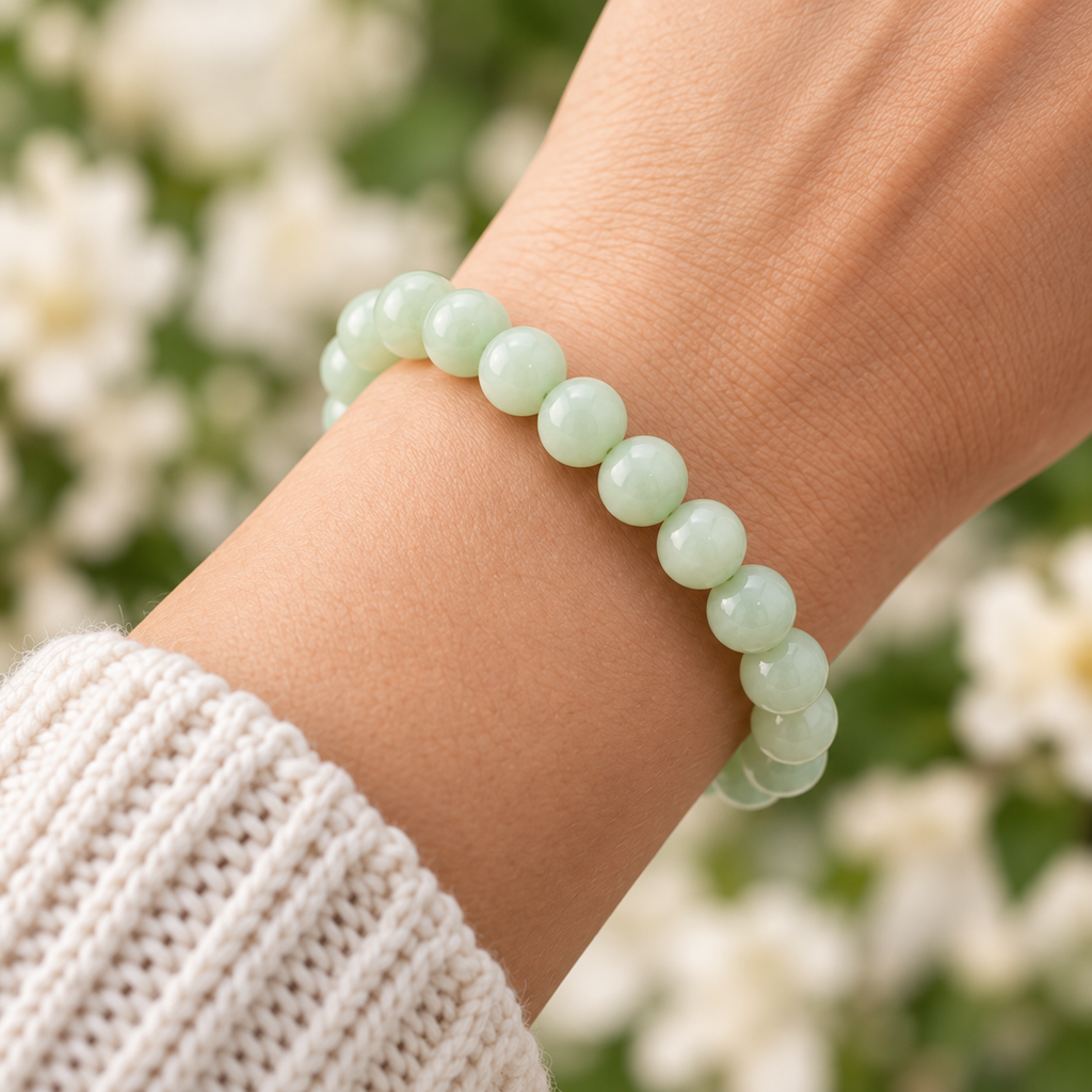 Burmese Jade 8mm stretch bracelet wrist