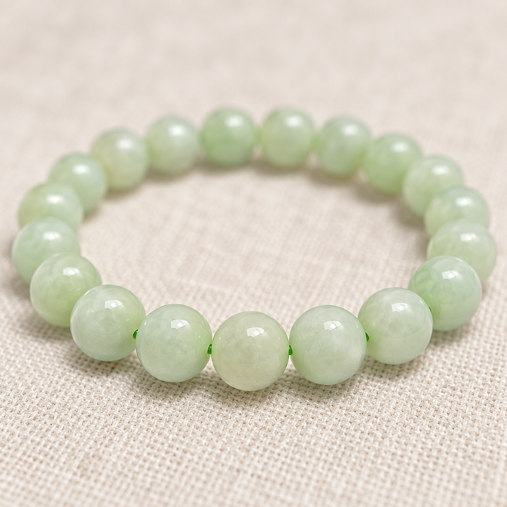 Burmese Jade 8mm stretch bracelet macro