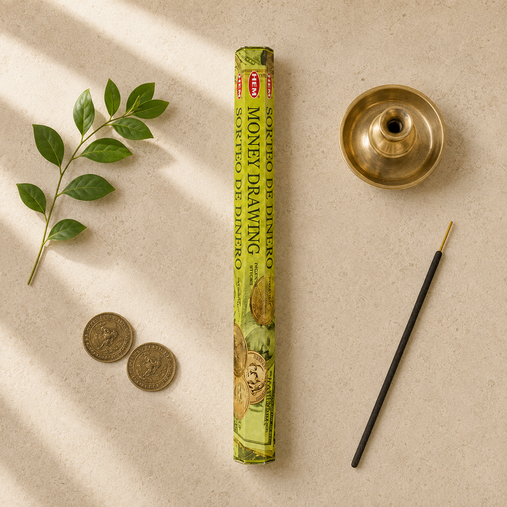 HEM Money Drawing Incense Sticks 20 Count package