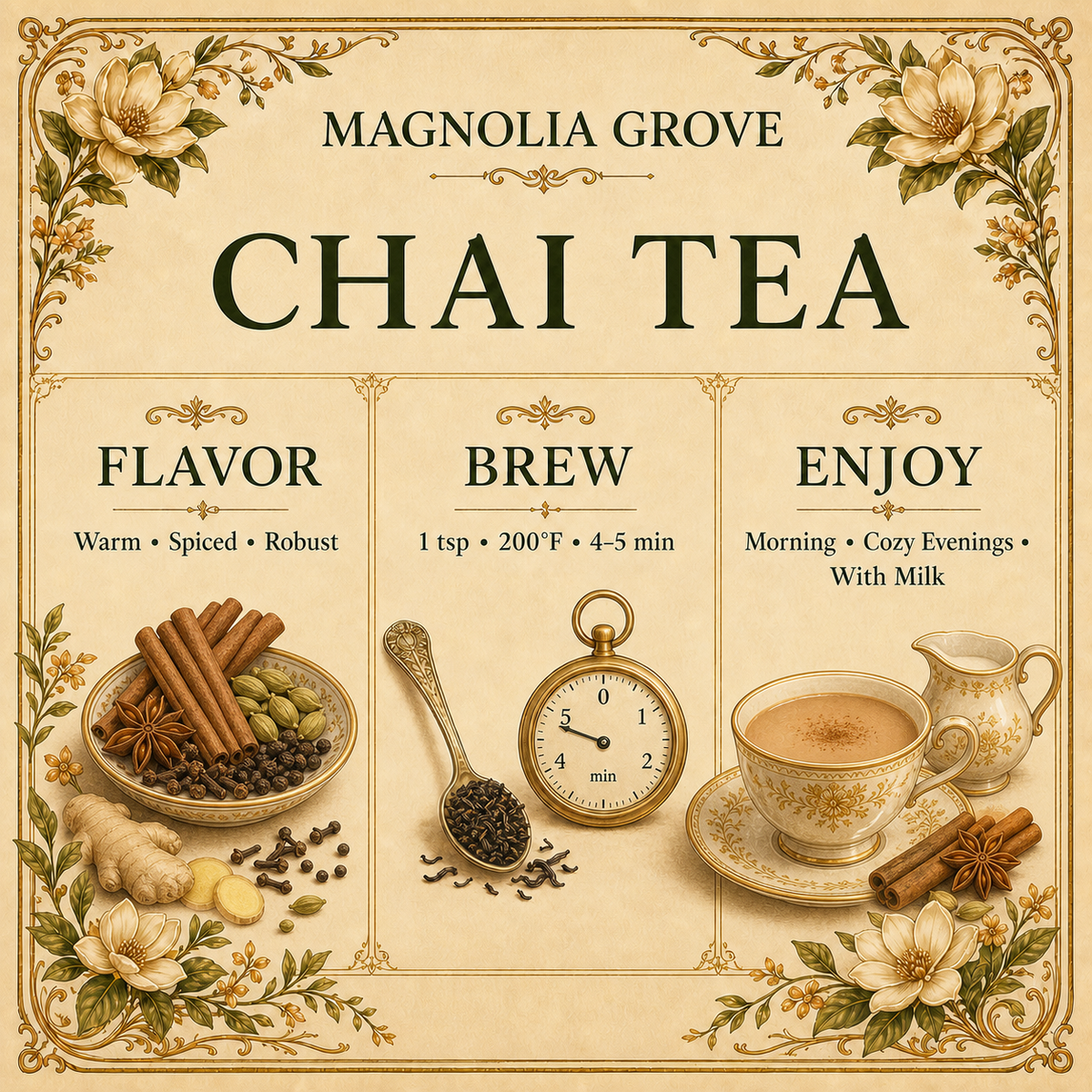 Chai Tea Regular flavor story and botanical details