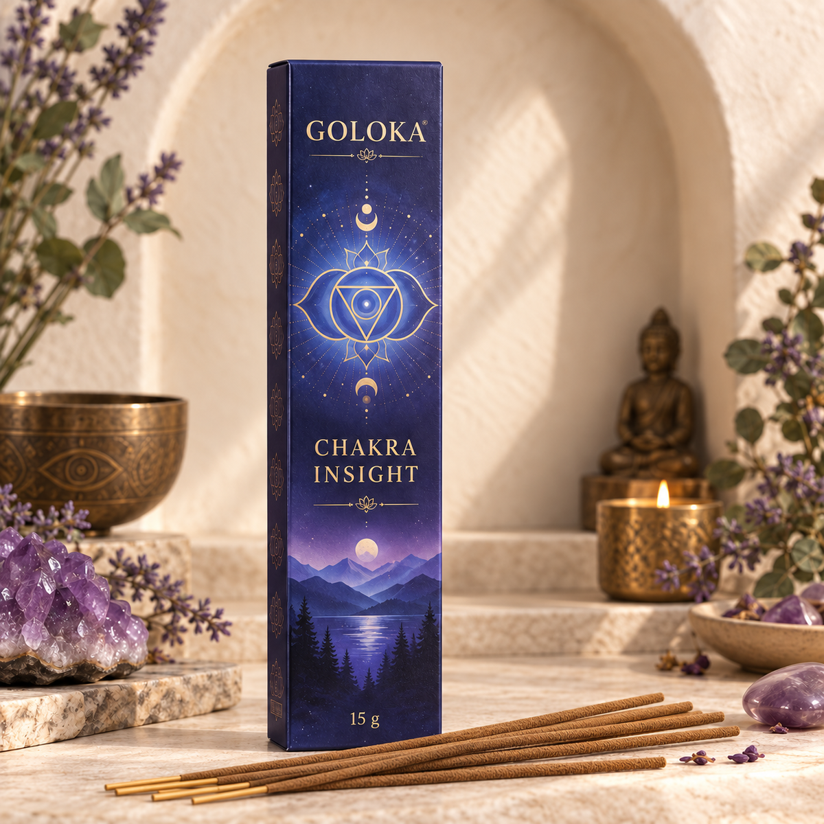 Goloka Chakra Insight Incense Sticks – 15 Gram Pack