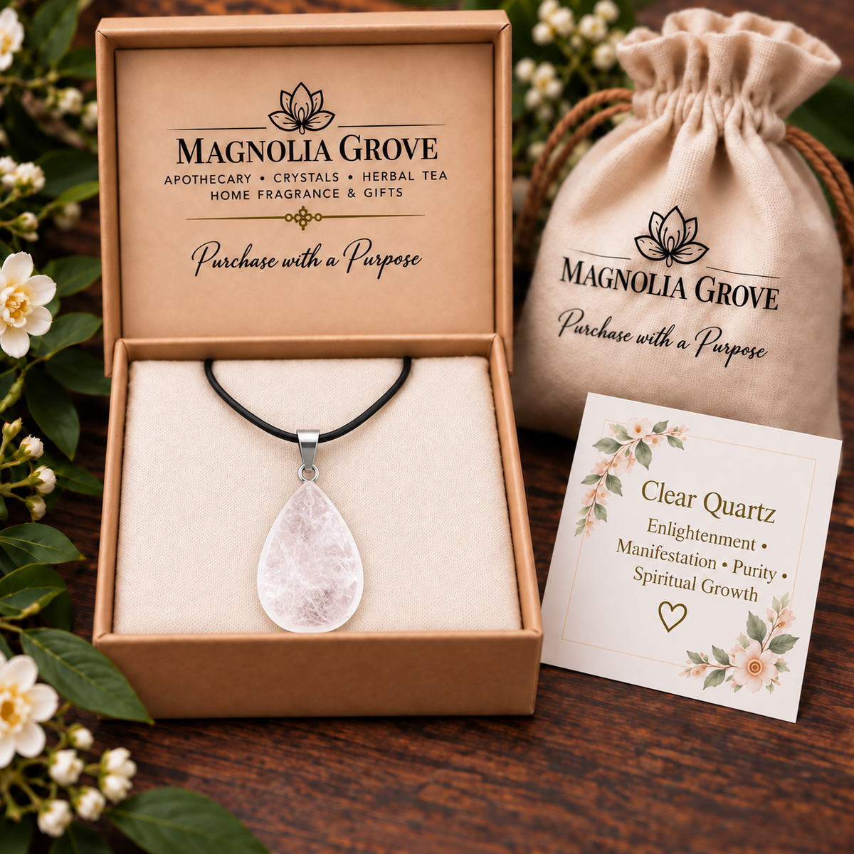 Clear Quartz drop pendant — gift