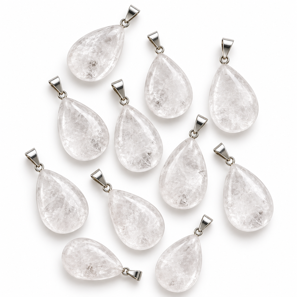 Clear Quartz drop pendant — variations