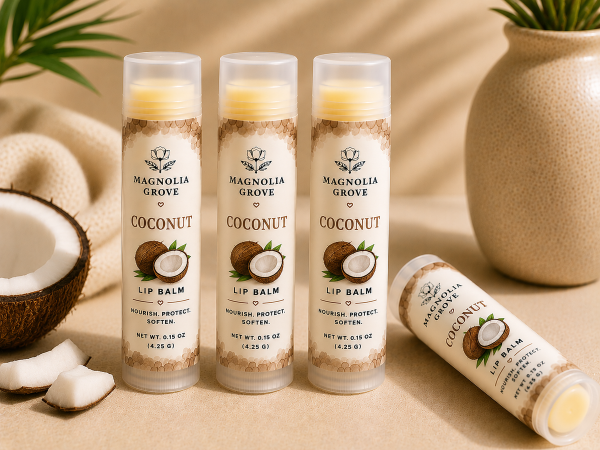 Coconut handmade moisturizing lip balm by Magnolia Grove Gifts