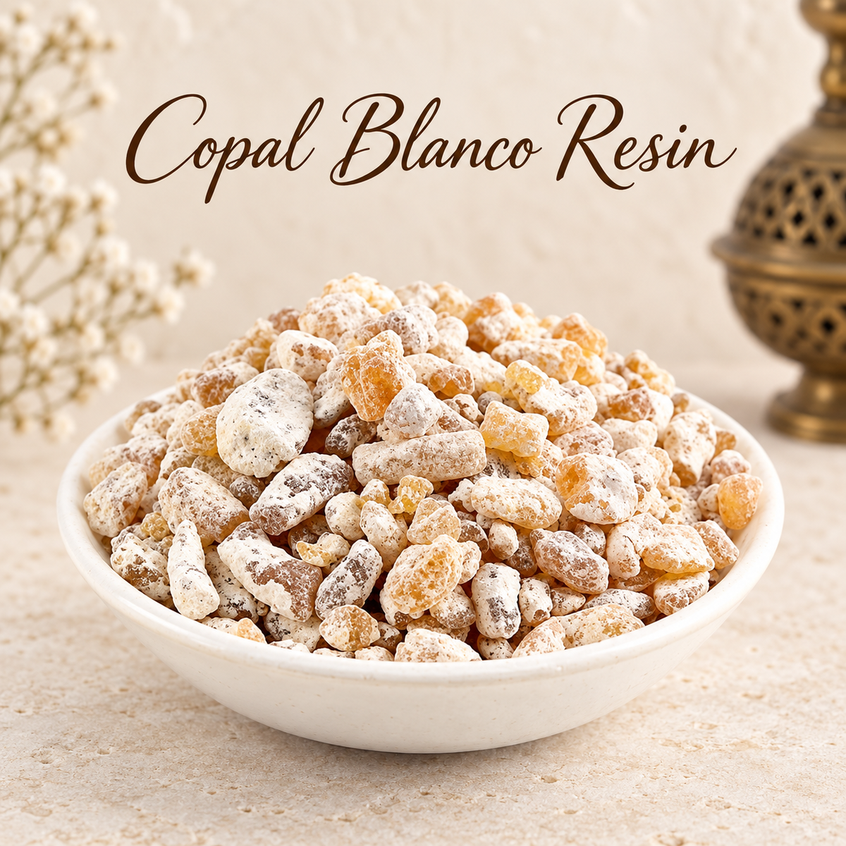 Copal Blanco Resin natural resin incense in an elegant ceramic bowl