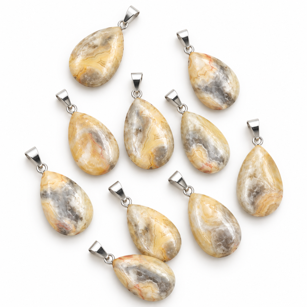Crazy agate drop pendant — variations