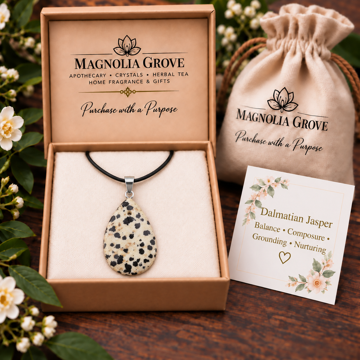 Dalmatian Jasper drop pendant — gift