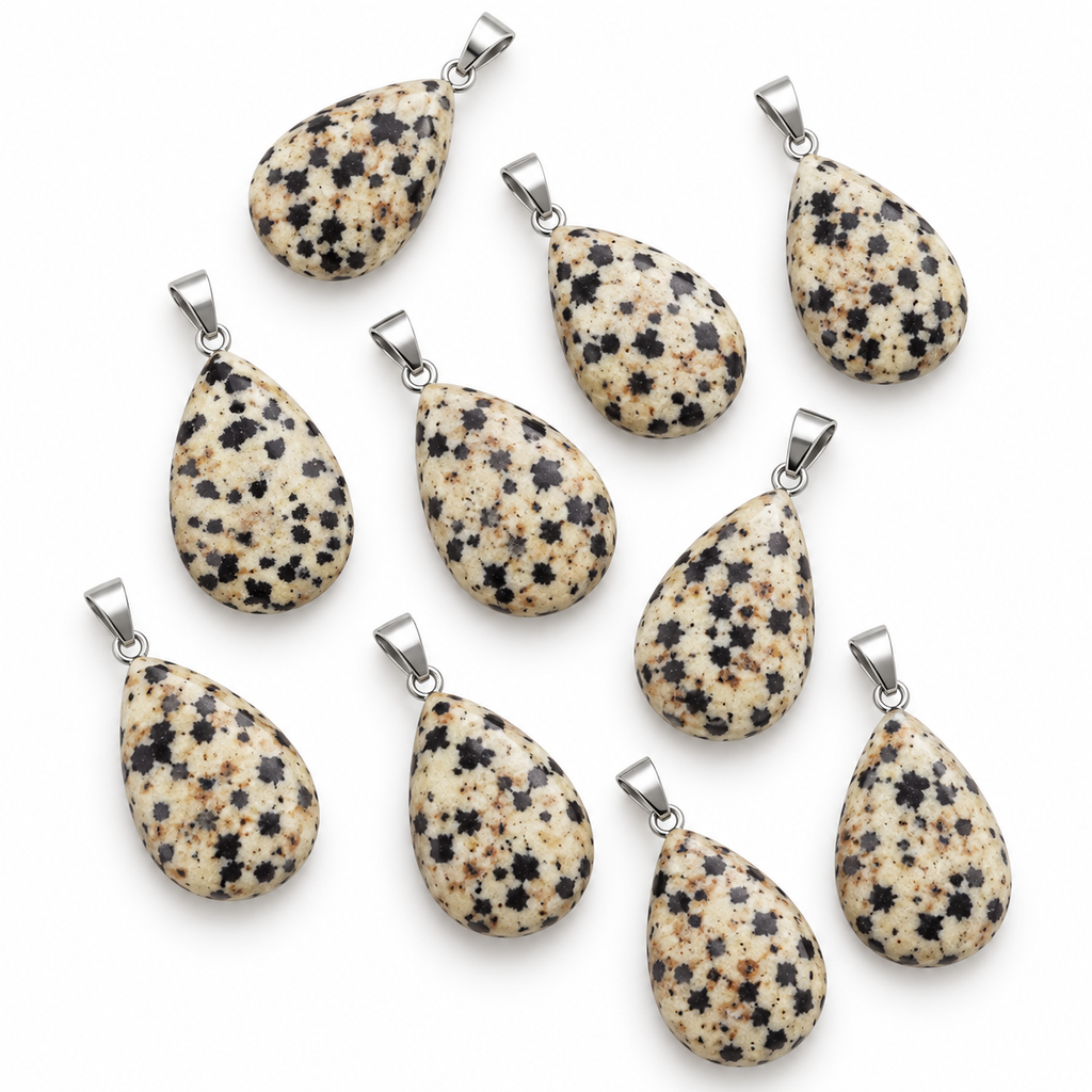 Dalmatian Jasper drop pendant — variations
