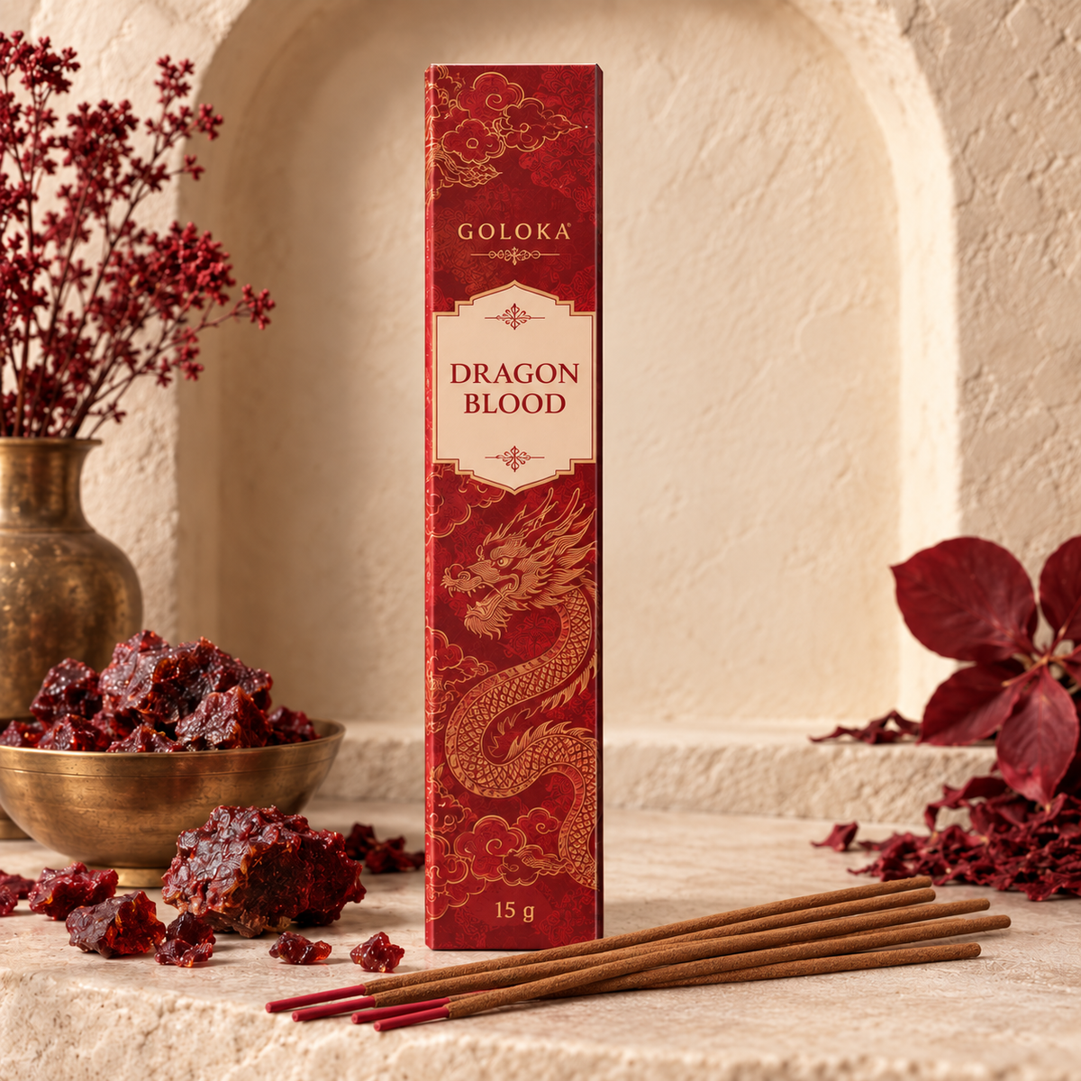 Goloka Dragon Blood Incense Sticks – 15 Gram Pack