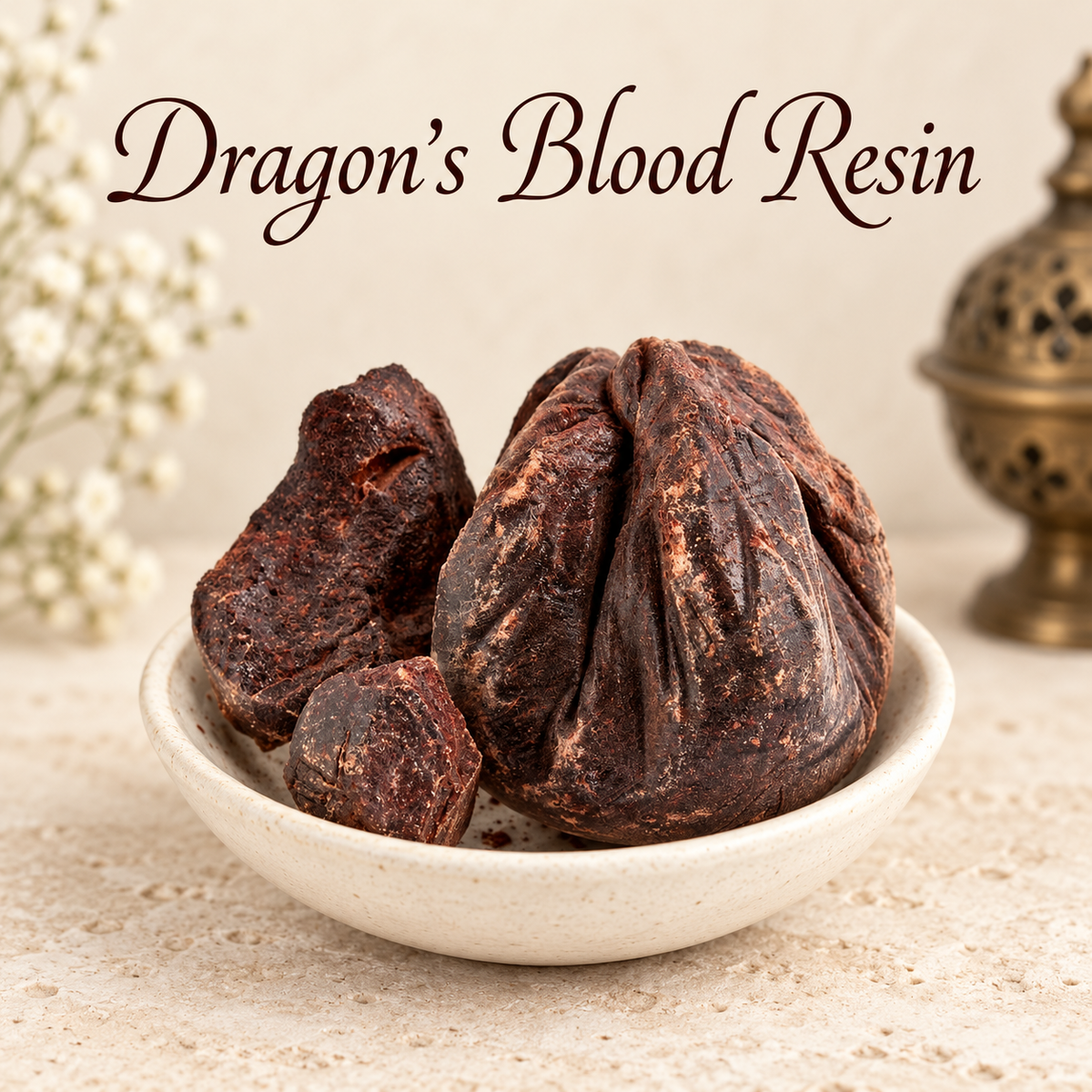 Dragons Blood Resin natural resin incense in an elegant ceramic bowl