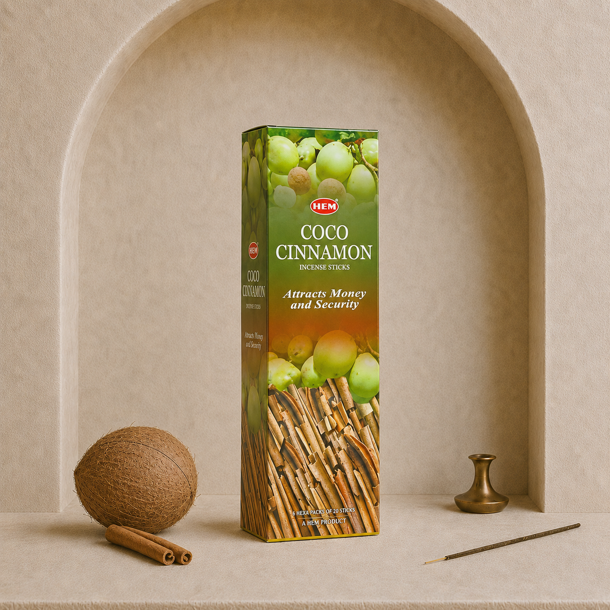 HEM Coco Cinnamon Incense Sticks – 20 Count