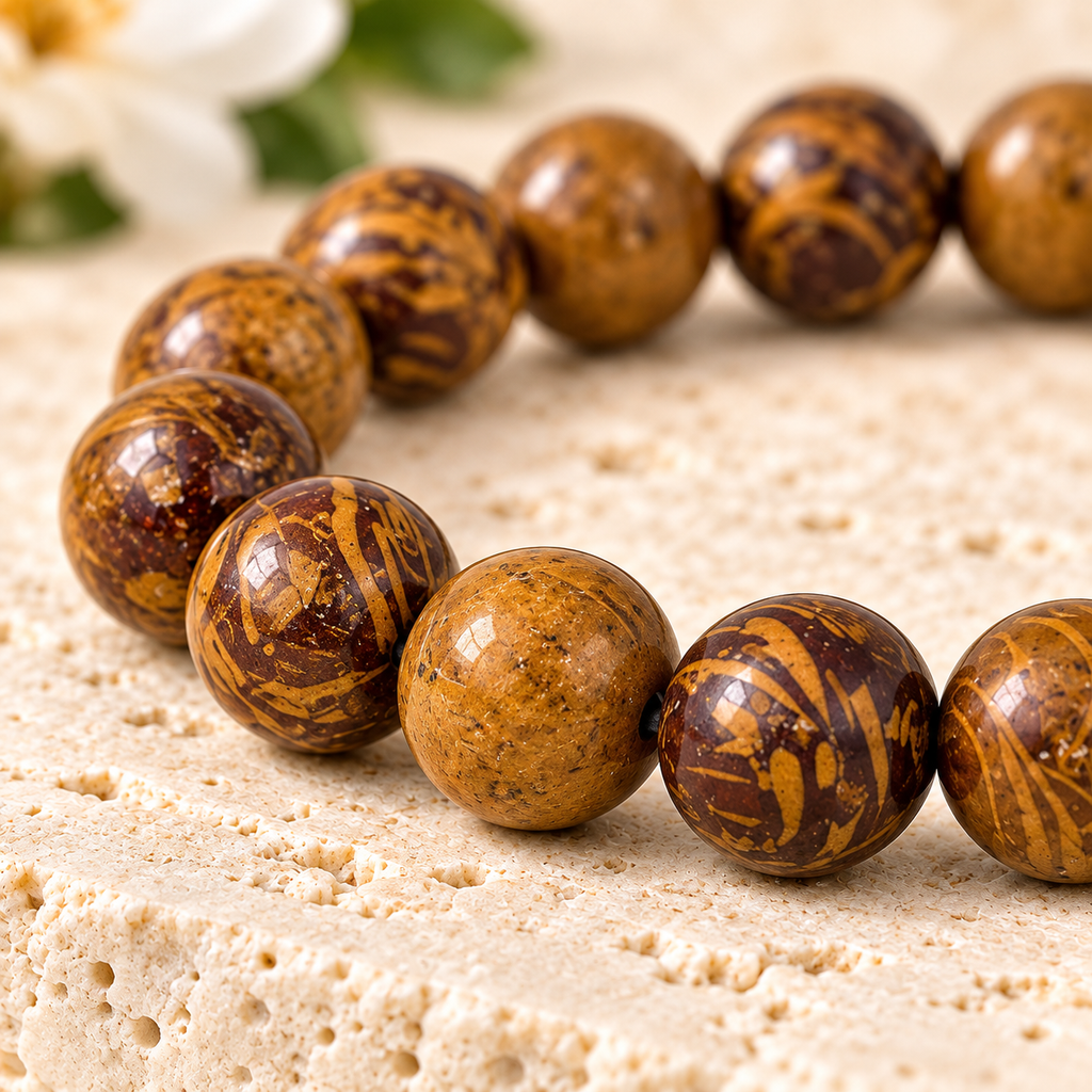 Elephant Skin Jasper 8mm stretch bracelet – macro