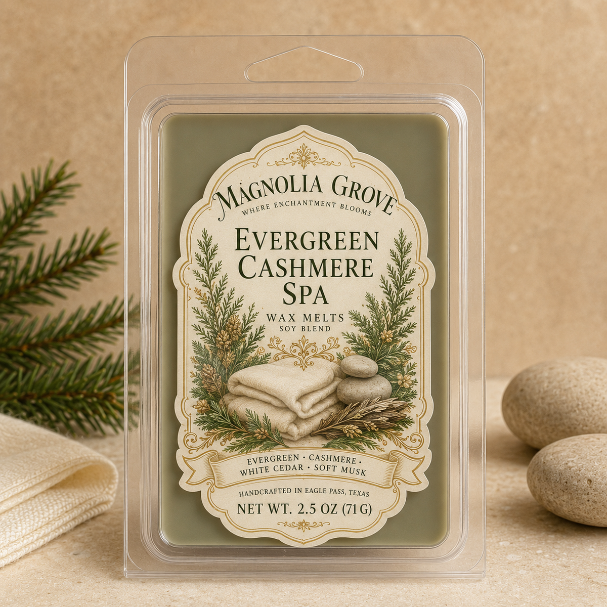 Magnolia Grove Evergreen Cashmere Spa Wax Melts